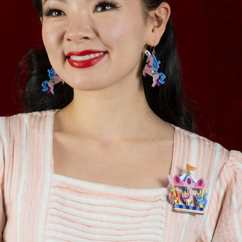 Meowy Go-Round Brooch  -  Erstwilder  -  Quirky Resin and Enamel Accessories