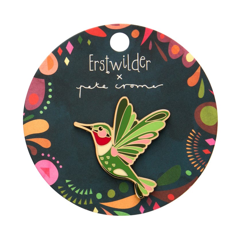 The Radiant Ruby-Throated Hummingbird Enamel Pin  -  Erstwilder  -  Quirky Resin and Enamel Accessories