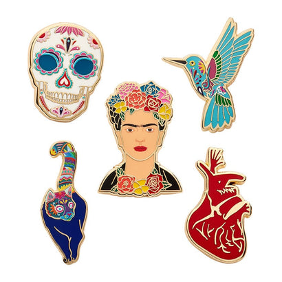 Frida Kahlo Enamel Pin Pack - 5 Piece  -  Erstwilder  -  Quirky Resin and Enamel Accessories