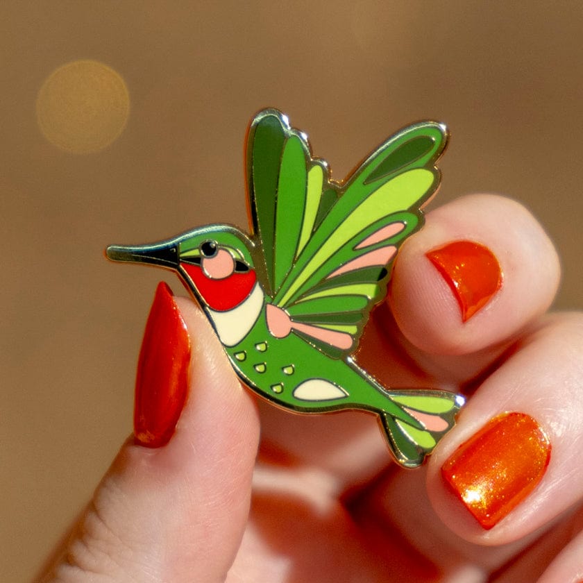 The Radiant Ruby-Throated Hummingbird Enamel Pin  -  Erstwilder  -  Quirky Resin and Enamel Accessories