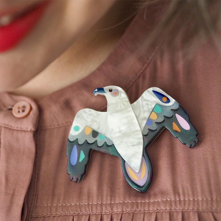 The Wily White Bellied Sea Eagle Brooch  -  Erstwilder  -  Quirky Resin and Enamel Accessories