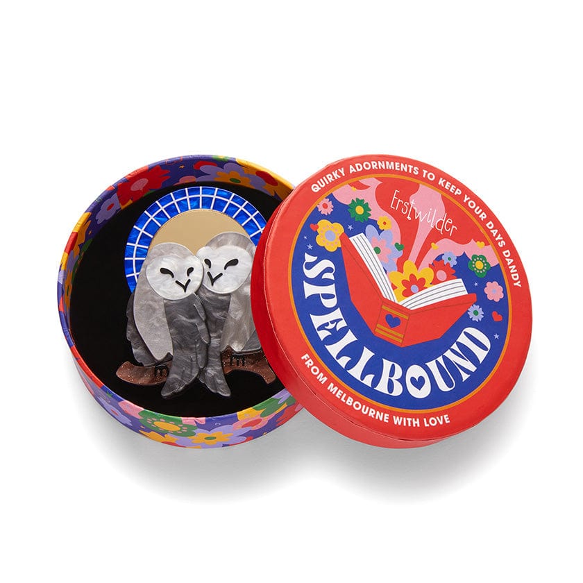 Good Omens Owls Brooch  -  Erstwilder  -  Quirky Resin and Enamel Accessories