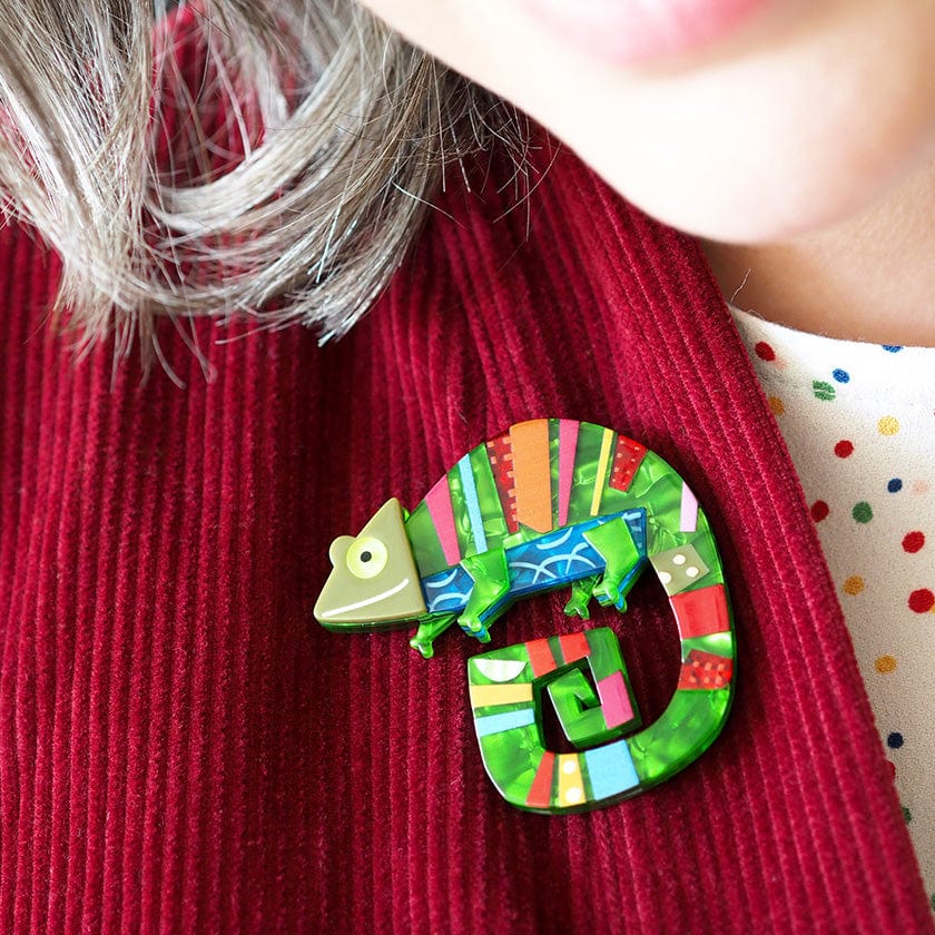 A Chameleon Named Pop Brooch  -  Erstwilder  -  Quirky Resin and Enamel Accessories
