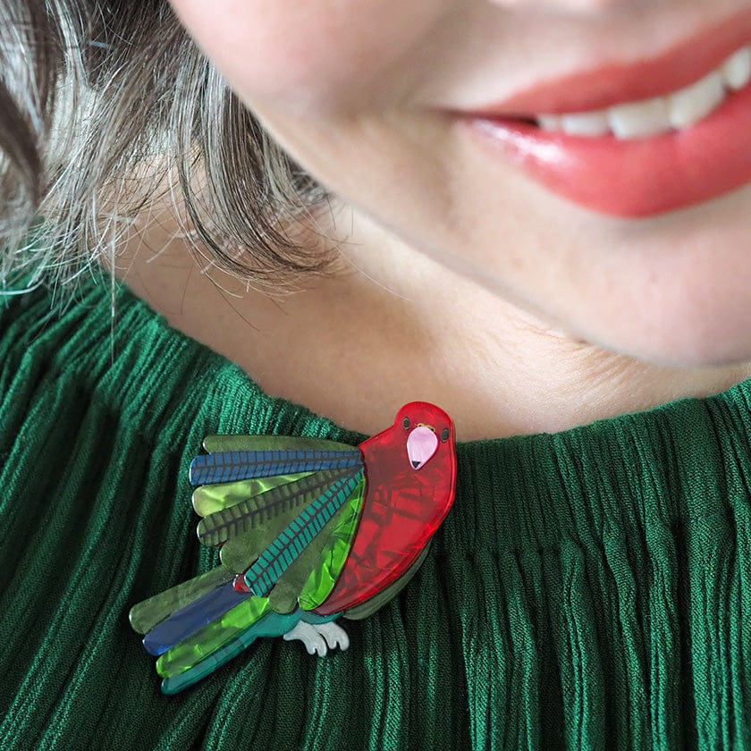 Scarlet Sovereign Brooch  -  Erstwilder  -  Quirky Resin and Enamel Accessories