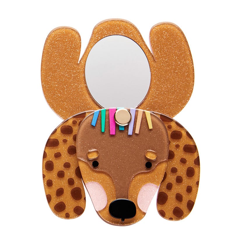 Darcy The Dachshund Mirror Compact  -  Erstwilder  -  Quirky Resin and Enamel Accessories