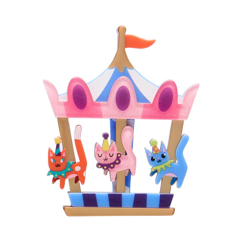 Meowy Go-Round Brooch  -  Erstwilder  -  Quirky Resin and Enamel Accessories