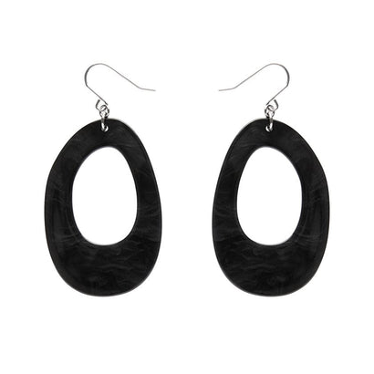 Bold Hoop Ripple Drop Earrings - Black  -  Erstwilder Essentials  -  Quirky Resin and Enamel Accessories