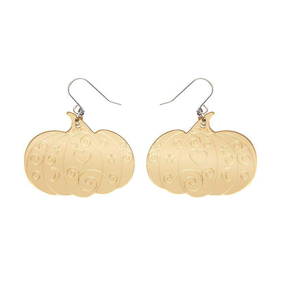Pumpkin Magic Mirror Drop Earrings - Gold  -  Erstwilder Essentials  -  Quirky Resin and Enamel Accessories