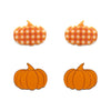 Pumpkin Patch Stud Earrings Set - Orange & Orange Gingham