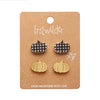 Pumpkin Patch Stud Earrings Set - Gold & Black Gingham