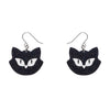 Shadow the Cat Glitter Drop Earrings - Black