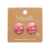 Christmas Bush Rounded Stud Earrings - Red