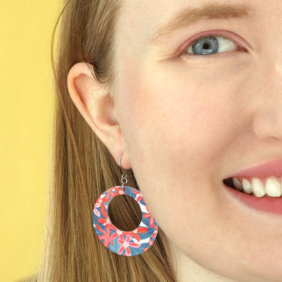 Christmas Bush Circle Drop Earrings - Red  -  Erstwilder Essentials  -  Quirky Resin and Enamel Accessories