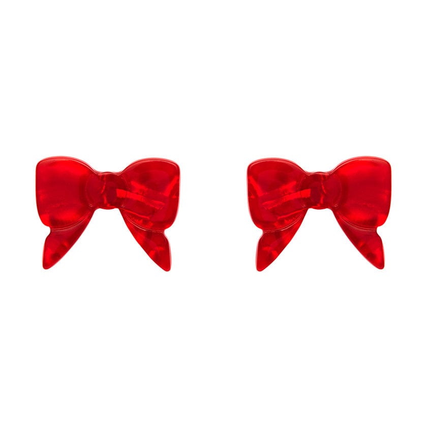 Bow Ripple Stud Earrings - Red  -  Erstwilder Essentials  -  Quirky Resin and Enamel Accessories