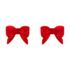 Bow Ripple Stud Earrings - Red