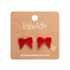 Bow Ripple Stud Earrings - Red