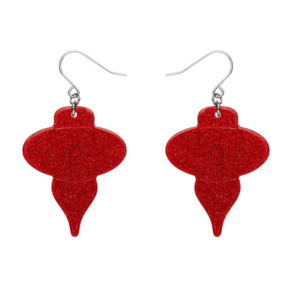 Baubles Glitter Drop Earrings - Red  -  Erstwilder Essentials  -  Quirky Resin and Enamel Accessories