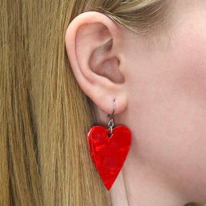 From the Heart Essential Drop Earrings - Red  -  Erstwilder Essentials  -  Quirky Resin and Enamel Accessories