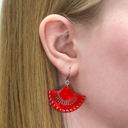 Boho Fan Essential Drop Earrings - Red  -  Erstwilder Essentials  -  Quirky Resin and Enamel Accessories