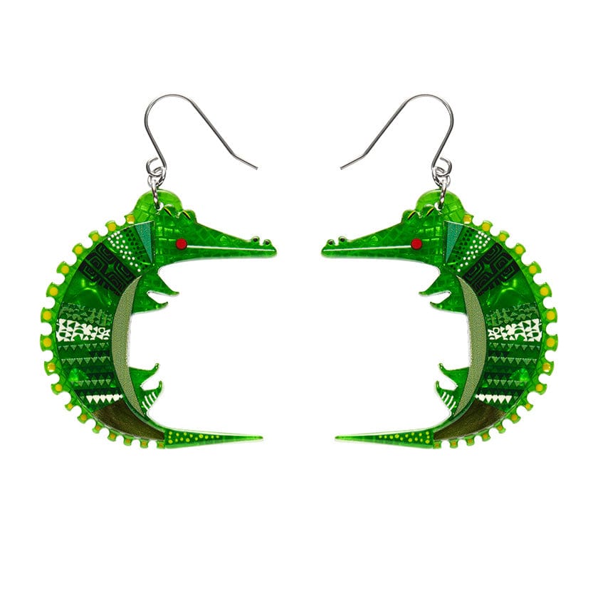 A Crocodile Named Growl Drop Earrings  -  Erstwilder  -  Quirky Resin and Enamel Accessories