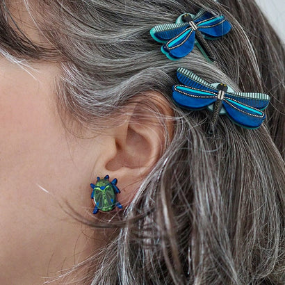 Luck of the Beetle Earrings  -  Erstwilder  -  Quirky Resin and Enamel Accessories