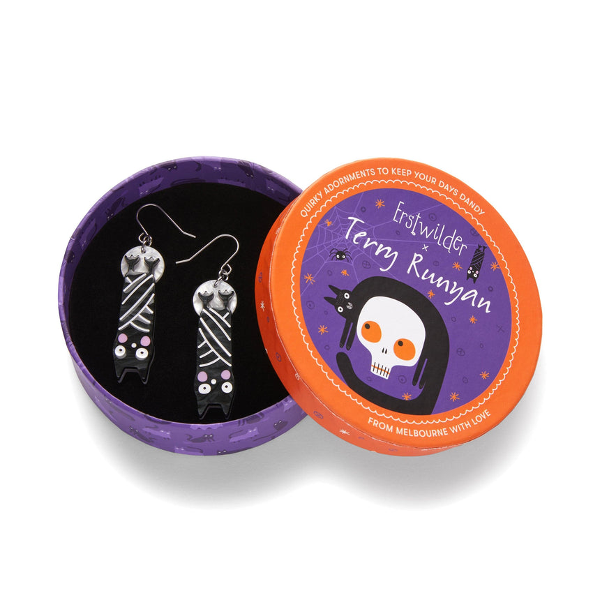 Halloween Hang-up Bat Drop Earrings  -  Erstwilder  -  Quirky Resin and Enamel Accessories