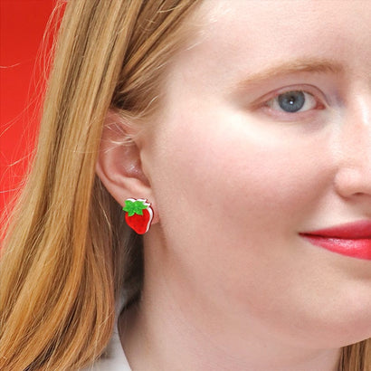 Darling Strawberry Stud Earrings  -  Erstwilder  -  Quirky Resin and Enamel Accessories