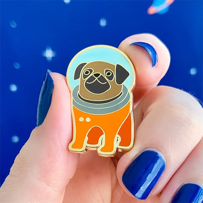 Interplanetary Pug Enamel Pin  -  Erstwilder  -  Quirky Resin and Enamel Accessories
