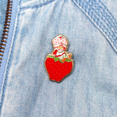 Sitting on a Strawberry Enamel Pin  -  Erstwilder  -  Quirky Resin and Enamel Accessories