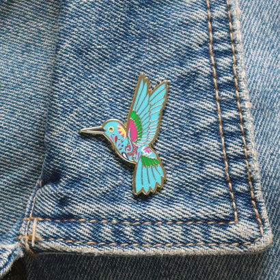 Frida's Hummingbird Enamel Pin  -  Erstwilder  -  Quirky Resin and Enamel Accessories