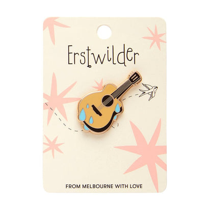 Guitar Blues Enamel Pin  -  Erstwilder  -  Quirky Resin and Enamel Accessories