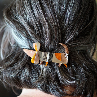 A Dachshund Named Bark Hair Clip Barette  -  Erstwilder  -  Quirky Resin and Enamel Accessories