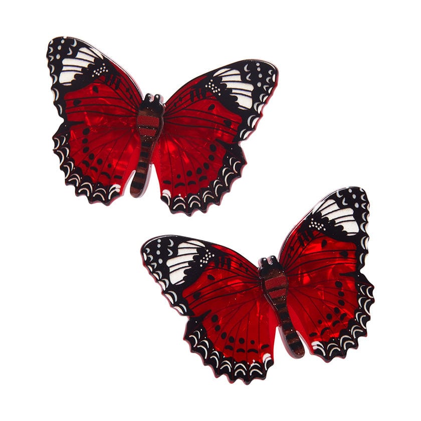 Wings Laced in Red Hair Clips Set - 2 Piece  -  Erstwilder  -  Quirky Resin and Enamel Accessories