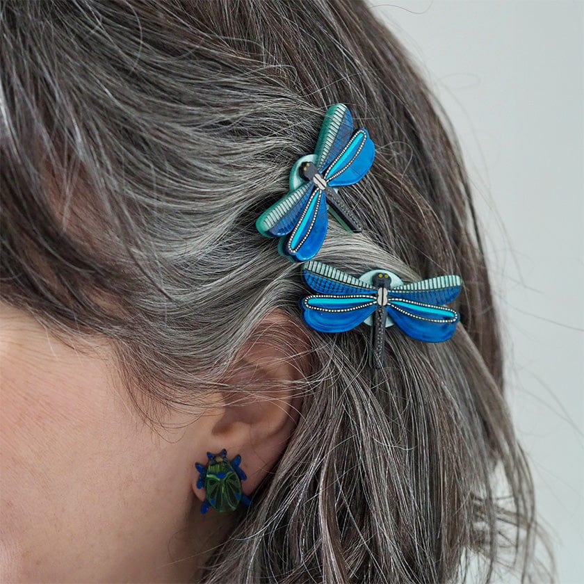 Sapphire Sky Dancer Hair Clips Set - 2 Piece  -  Erstwilder  -  Quirky Resin and Enamel Accessories