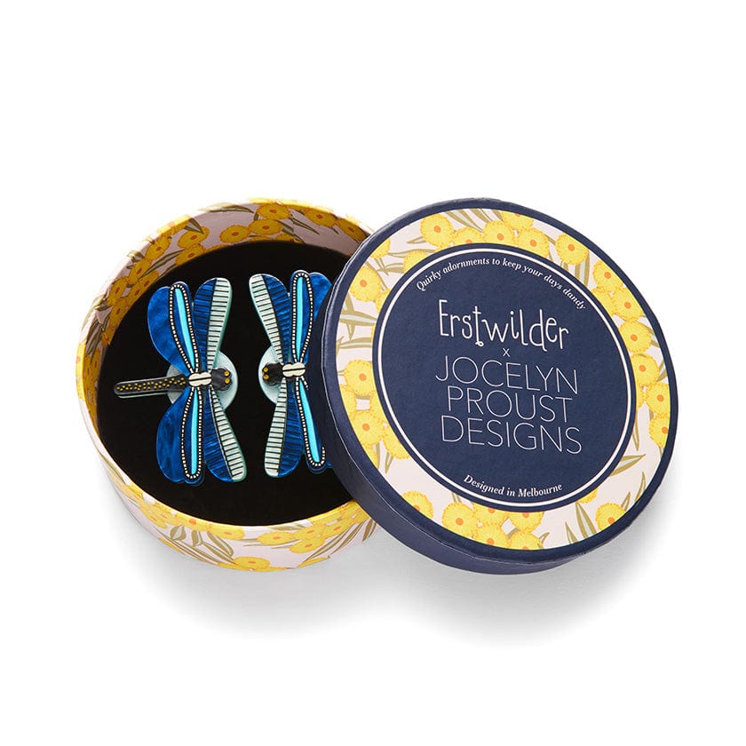 Sapphire Sky Dancer Hair Clips Set - 2 Piece  -  Erstwilder  -  Quirky Resin and Enamel Accessories