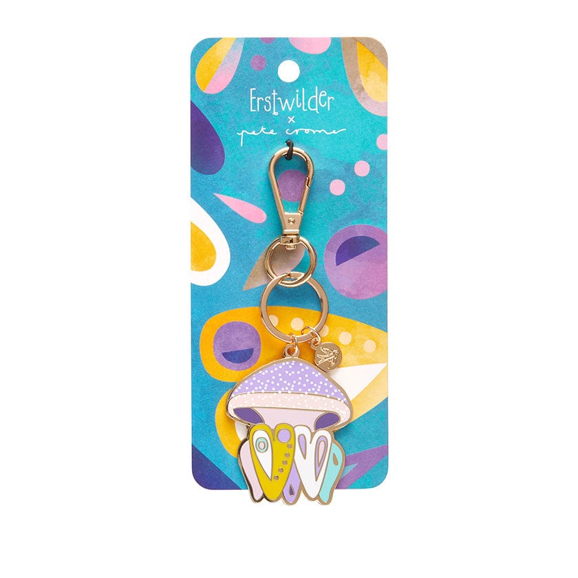 The Whimsical White Spotted Jellyfish Enamel Key Ring  -  Erstwilder  -  Quirky Resin and Enamel Accessories