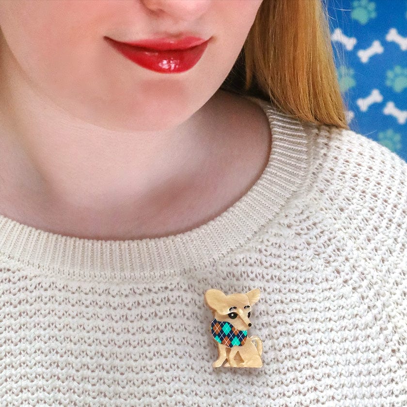 Chi Chi Chihuahua Mini Brooch  -  Erstwilder  -  Quirky Resin and Enamel Accessories