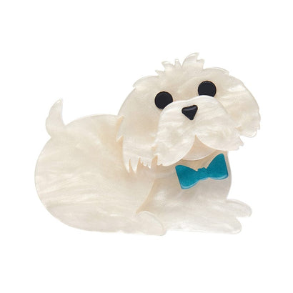Marc the Maltese Mini Brooch  -  Erstwilder  -  Quirky Resin and Enamel Accessories
