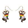 Elissa the Rainbow Cat Enamel Drop Earrings
