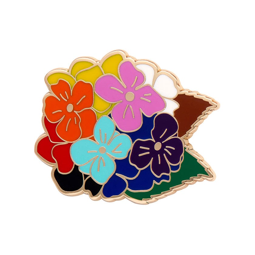Rainbow Heartfelt Hydrangea Enamel Pin  -  Erstwilder  -  Quirky Resin and Enamel Accessories