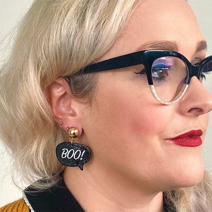 Erstwilder Boo Glitter Statement Earrings - Black AP1EE04