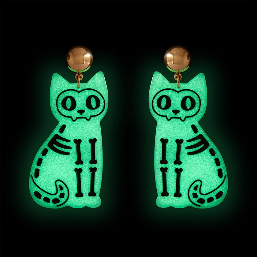 Erstwilder Cat Glow in the Dark Statement Earrings - Green AP1EE08