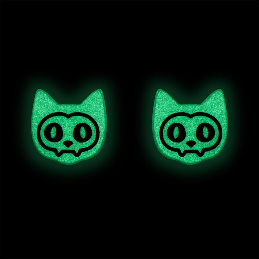 Erstwilder Cat Glow in the Dark Stud Earrings - Green AP1EE16
