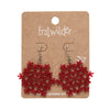 Snowflake Fine Glitter Drop Earrings - Red