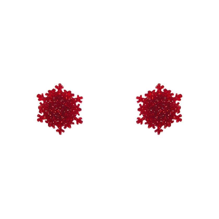 Erstwilder Snowflake Fine Glitter Stud Earrings - Red AS1EE06