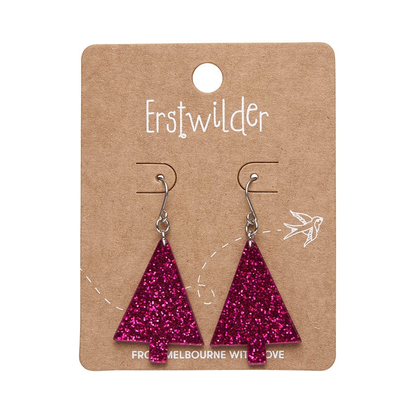 Erstwilder Christmas Tree Fine Glitter Drop Earrings - Pink AS1EE09