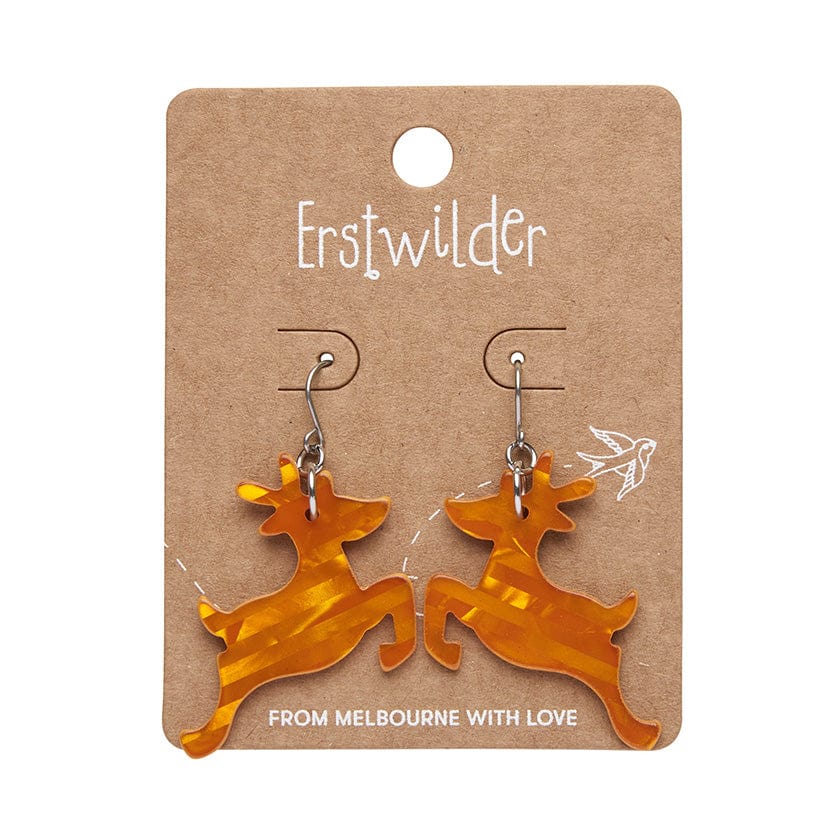 Erstwilder Reindeer Glitter Stripe Drop Earrings - Orange AS1EE11
