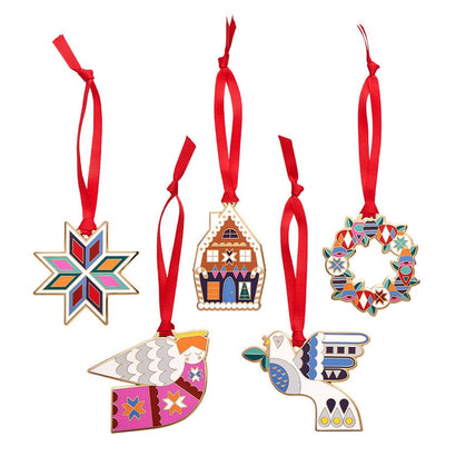 Erstwilder Modern Holiday Enamel Tree Ornament Pack - 5 Piece AS1OTX01