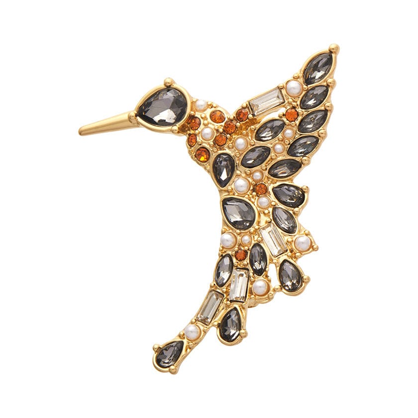 Halcyon Hummingbird Stone Set Crystal Brooch  -  Erstwilder  -  Quirky Resin and Enamel Accessories