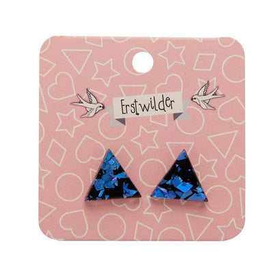 Erstwilder Essentials Triangle Chunky Glitter Resin Stud Earrings - Dark Blue EE0001-CG3100